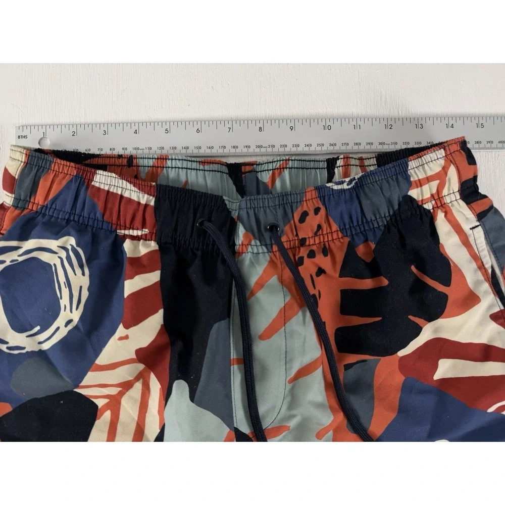 DRESSMANN Pattern Geo SWIM Trunks Men's Size S Shorts Navy Orange Sport Volley